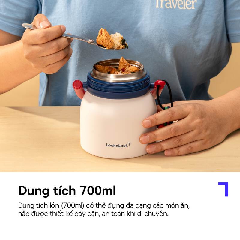 Bộ hộp cơm th&eacute;p kh&ocirc;ng gỉ LocknLock Loop & Go Food Jar LHC8068 dung t&iacute;ch 700ml k&egrave;m phụ kiện trang tr&iacute; - 3 M&agrave;u image number null
